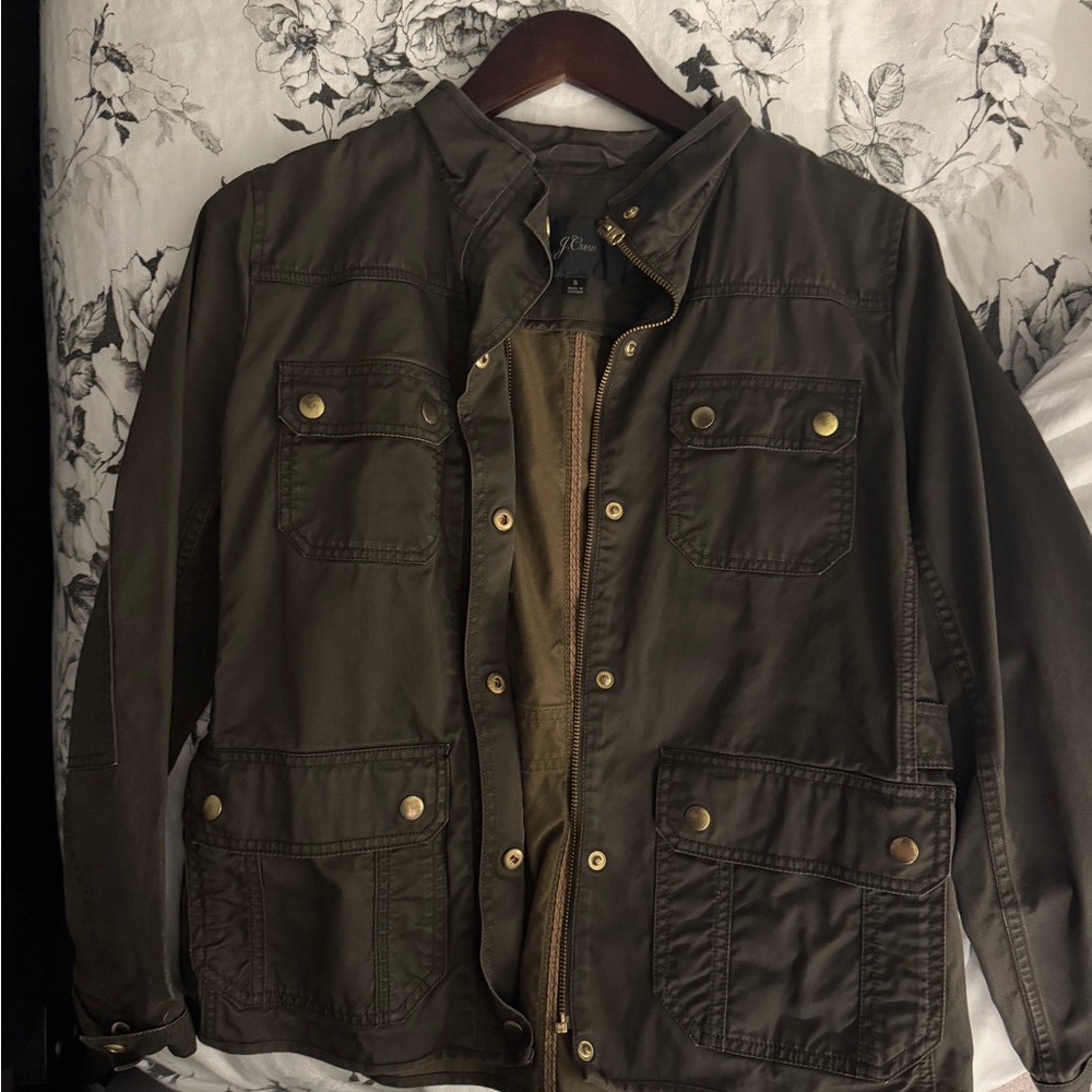 Jcrew S Downtown Field Jacket Olive/ Brown View 5